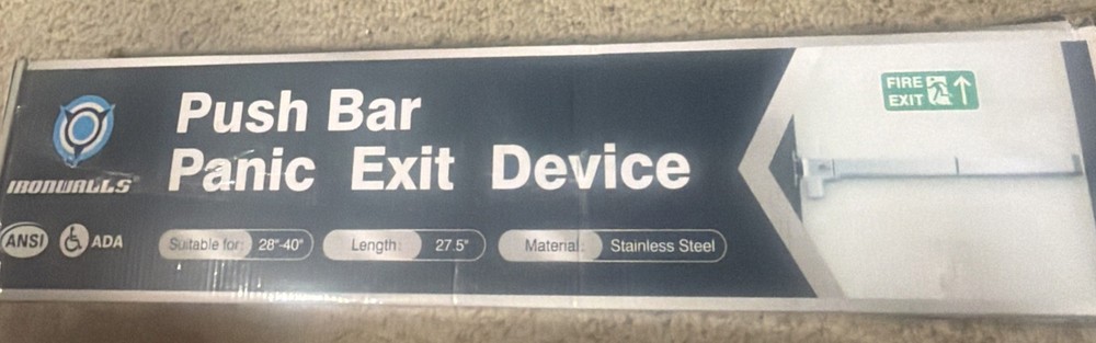 IRONWALLS Door Push Bar Panic Exit Device with Lever, For 28”-40” Doors: 6A1