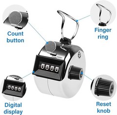 4-Digit-Number Dual Clicker Golf Hand Tally Counter Metal Handy Convenient NEW