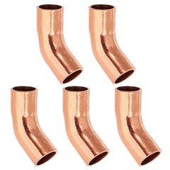 5Pcs 1/4″ ID 0.8mm Thick Elbow Copper Fitting 99.9% Pure Copper 45 Degree