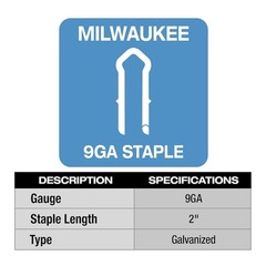 Milwaukee Tool Mpu2-960 Cable Staples, 9 Ga, Diamond Crown, 2 In Leg L,