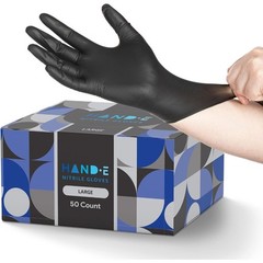 Black Nitrile Disposable Gloves Large, 50 Count – BBQ, Tattoo, Hair Dye,