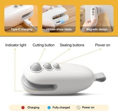 Mini Bag Sealer with Cutter and Magnet,Vacuum Sealer Bags for Food,Bag Resealer,
