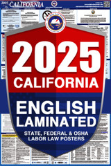 2025 California CA LABOR LAW POSTER (Federal & State) English Laminated