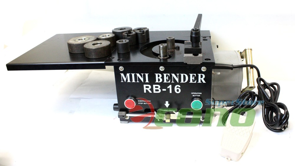 RB16 Mini Tabletop 1200W Electric Hydraulic Rebar Bender 16mm Rebar Rod 0~ 180°