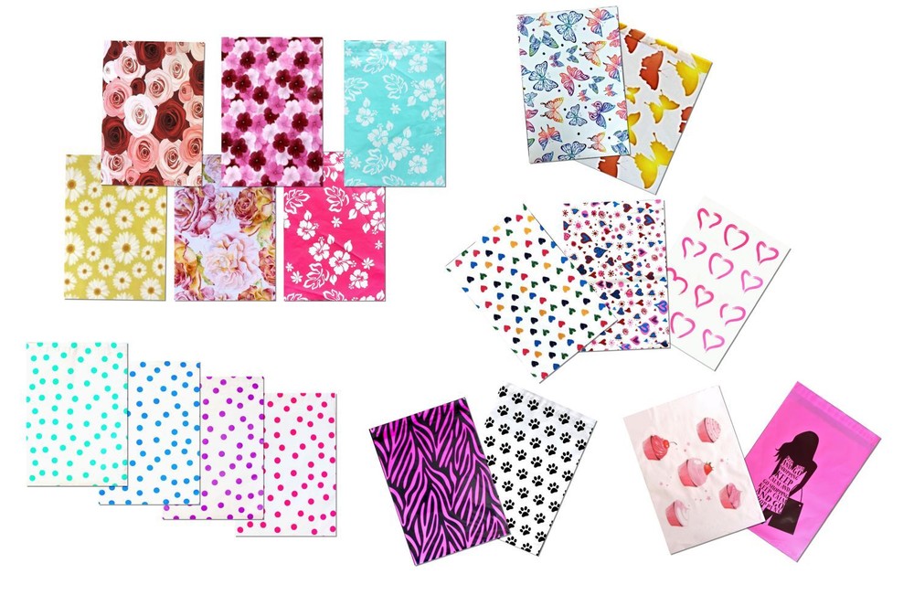 (20-200Pack) 10″ x 13″ Designer Prints FLAT POLY Mailers -USPS Business Envelope