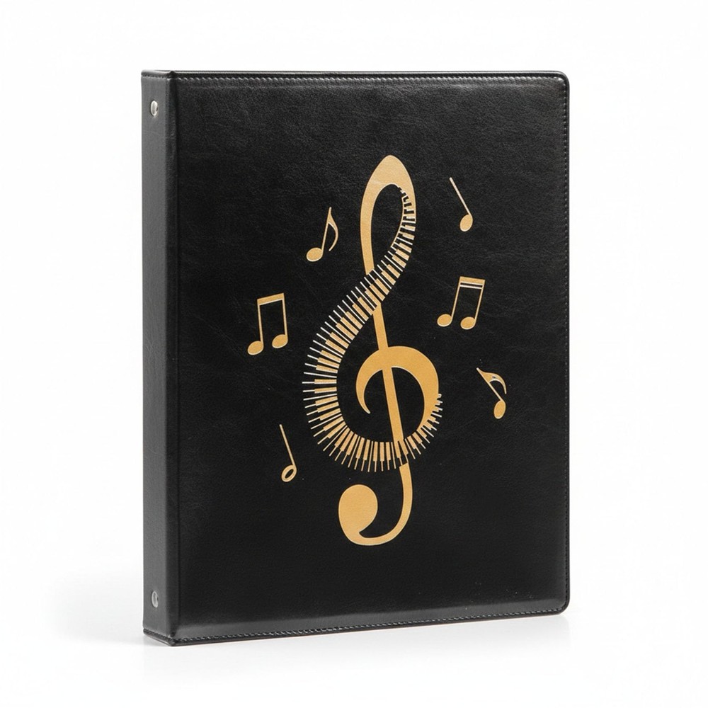 Black Sheet Music Folder 4Ring PU Binder 20 NonReflective Sheets 40 Pages