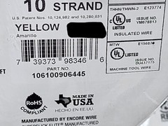 Encore #10awg 19 Stranded THHN/THWN-2/MTW Building Wire Yellow /100ft