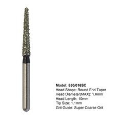 Dental Diamond FG Burs 850/016F 850/016SC Round End Taper Super Coarse Fine Grit
