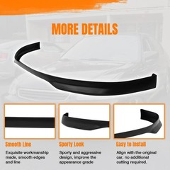 Front Bumper Lip Spoiler for 1999-2000 Honda Civic PP Unpainted Black Type