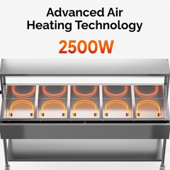 ROVSUN 120QT Electric Commercial Food Warmer 2500W, 15-Pan Steam Table 8QT/Pan