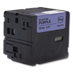 Brother P-Touch BTAGF31 0.47 in. x 13.1 ft. BTAG Label Tapes – BK on Purple New
