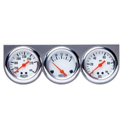 3 in1 52mm 2″ Chrome Car Triple Gauge Set Kit Water Temp Oil Pressure Volt Meter
