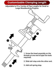 Atpeam 3/4 Wood Gluing Pipe Clamp Set 6 Pack Heavy Duty Cast Iron Quick Release