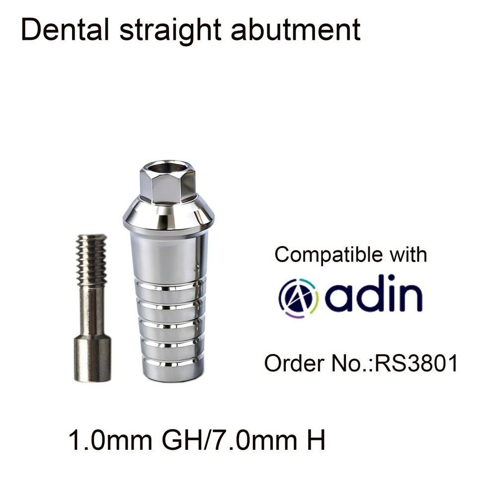 Dental straight Abutment Hex W/replica screw fits Adin conical 1-6.0mm GH/D4.5mm