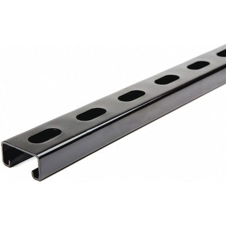 Zoro Select Fs-500Ss Fbk 48.00 Single Channel Strut, Slotted, Steel, Painted,