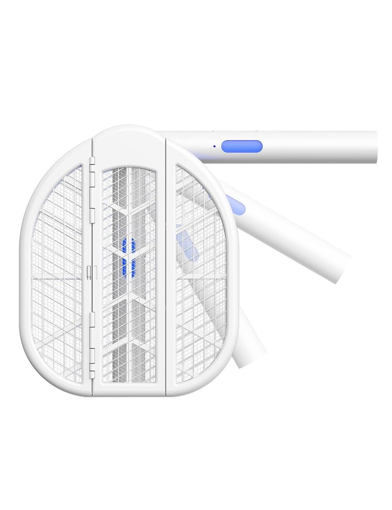 Sheevar 4000V Foldable Electric Fly Swatter 1500mAh Rechargeable Gray white