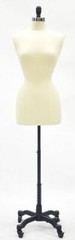 Adult Female Off White Linen Dress Form Mannequin Torso Size 2-4 with Base