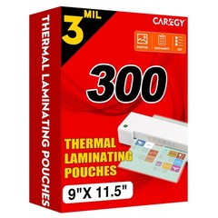 CAREGY Thermal Laminating Pouches, 300 300PACK-3Mil (9 x 11.5Inches), Clear