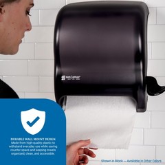 Wall-Mounted Paper Towel Dispenser – Fits All Core Sizes, Lever Action, Black Pe