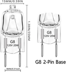10Pack G8 Light Bulbs 20W Dimmable 120V G8 Base 2Pin Xenon Bulb T4 JCD