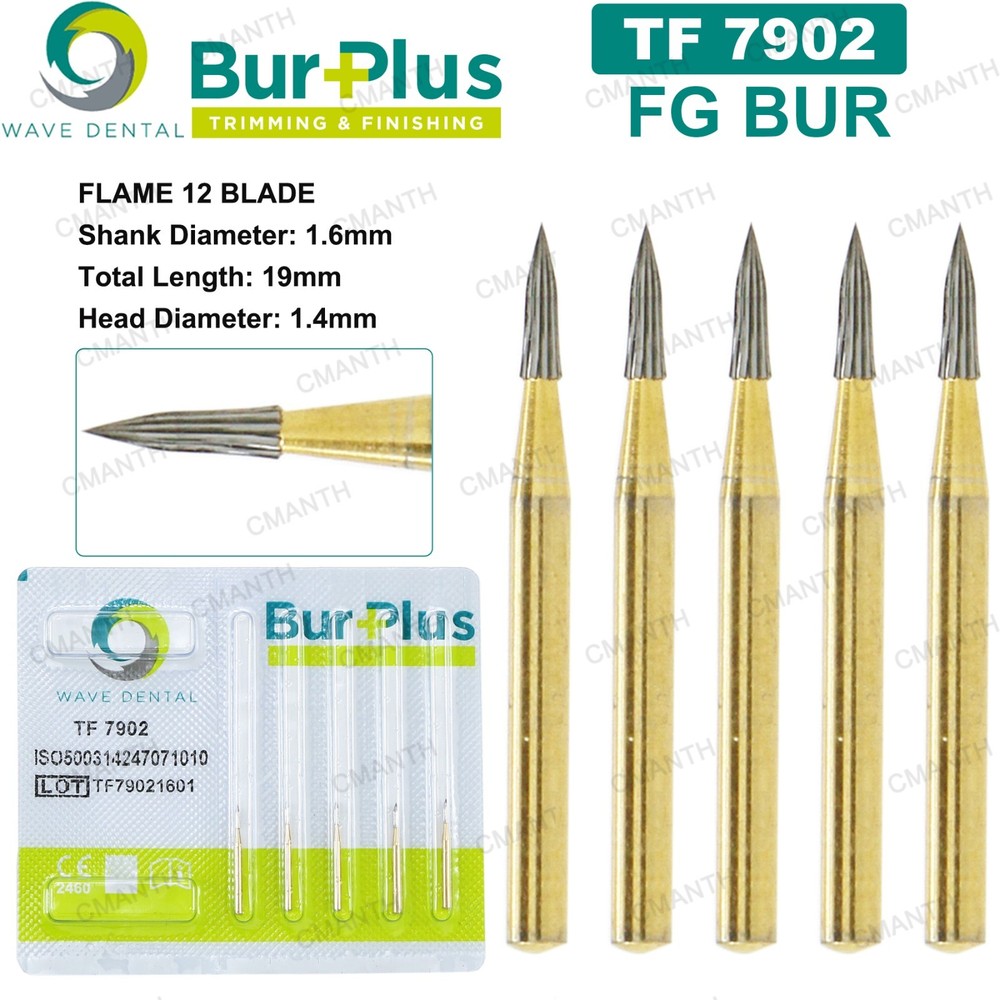WAVE Dental Carbide Burs Trimming Finishing Burs Gold Plated TF 7004 7406 7902