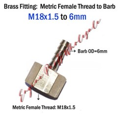 Metric Female Thread M18x1.5 M18 to Barb 6mm 1/4″ Hose Adapter Fitting Connector