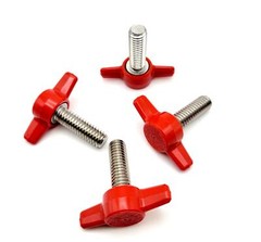 5/16″ x 1″ Thumb Screw T Bolts Red Butterfly Tee Wing Knob Stainless 4 Pack