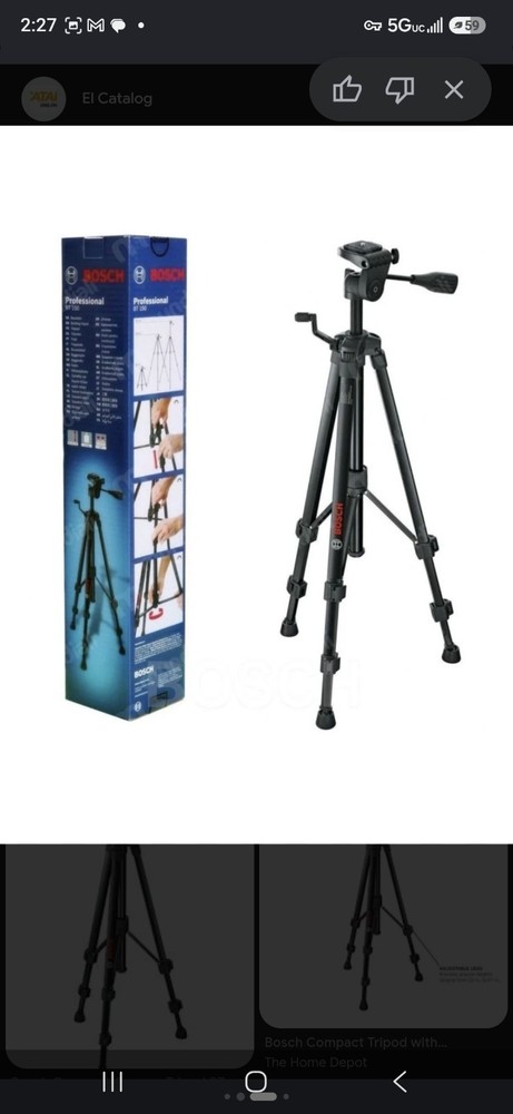 BOSCH BT160 CONTRACTORS ALUMINUM TRIPOD 5/8TH-11 COARSE THREAD Free Ship NEW