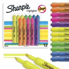 Sharpie Tank Highlighters, Chisel 12 Count (Pack of 1), Assorted Fluorescent