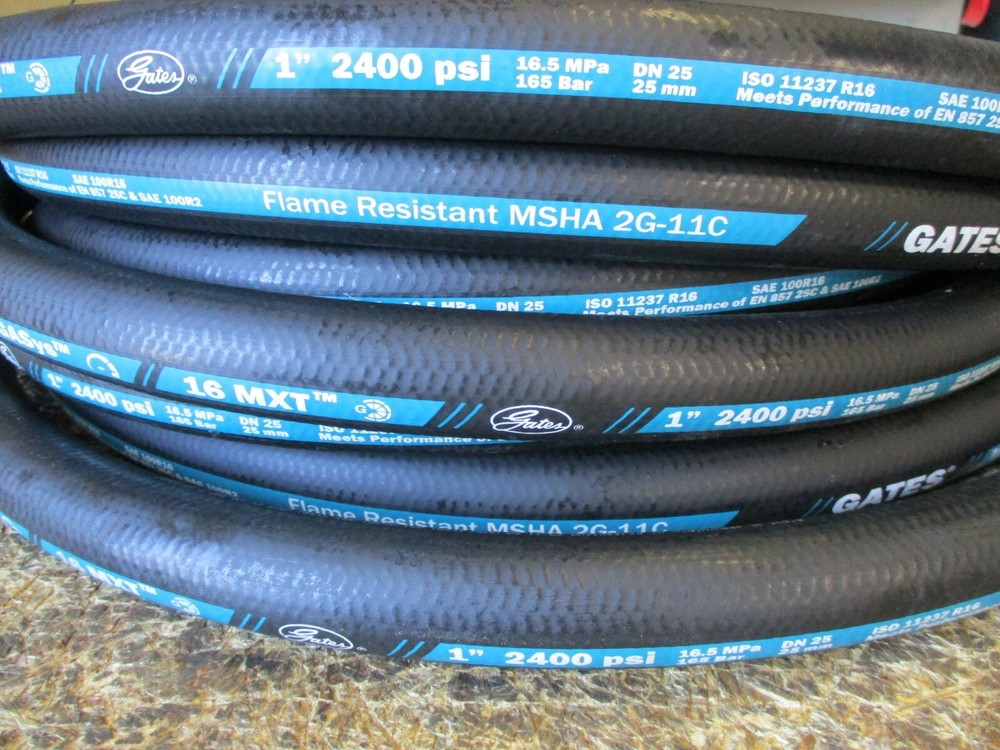 GATES HYDRAULIC HOSE 16MXT 1″ 25′ FEET TWO WIRE HOSE SAE 100R16 2400 PSI
