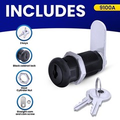 FJM Security 9100A-BLK-KD Disc Tumbler Cam Lock, Lock For Smart Home, Cabinet…