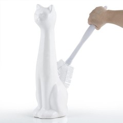 White Cat 2-Piece Toilet Brush Holder and Brush Set