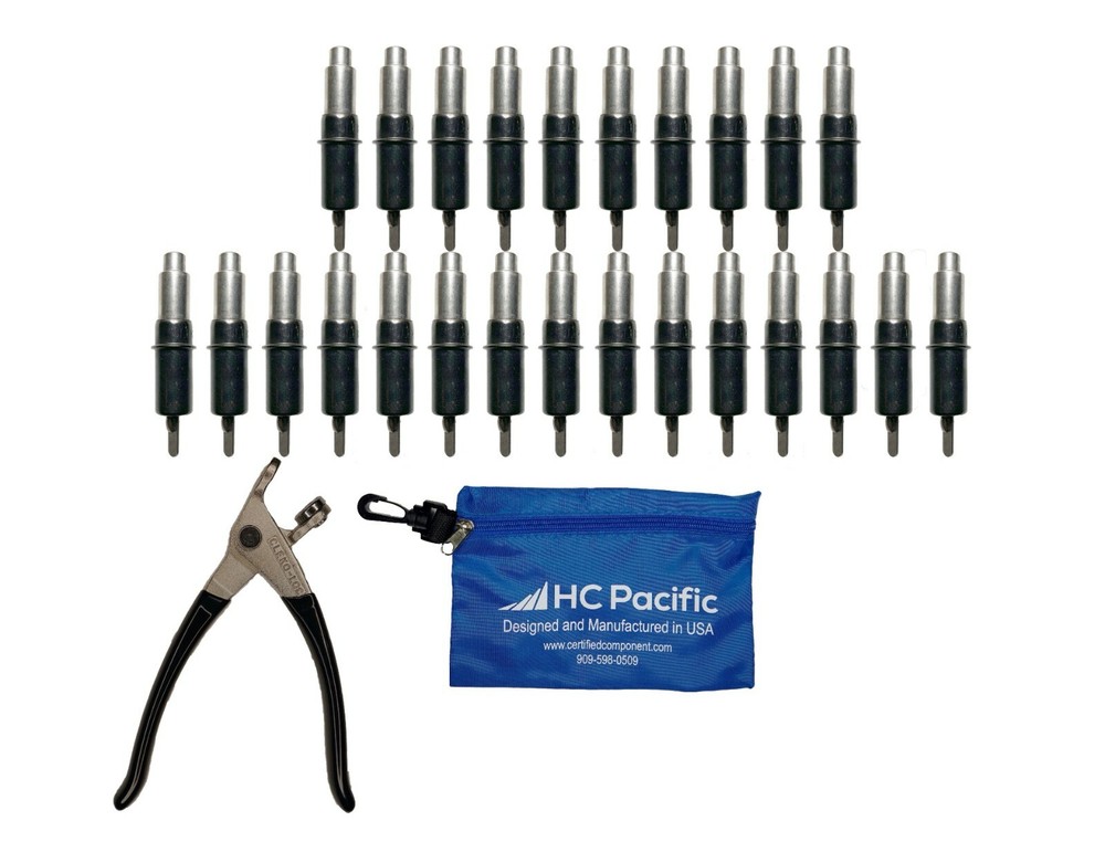 25 each CHD 5/32 Heavy Duty Clecos (Made in USA) & Pouch W/ Pliers