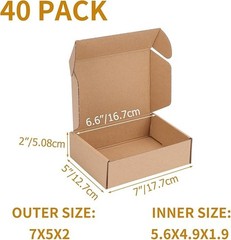 7x5x2 inch Shipping Boxes Bulk 40 Pack Brown Tab Lock Tuck Top Mailer Boxes