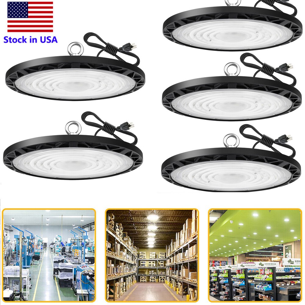 5Pack 300W UFO LED High Bay Light Shop Light Factory Warehouse Commercial Lamp