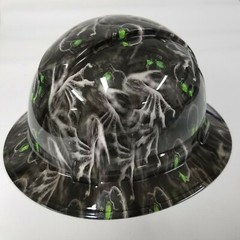 NEW FULL BRIM Hard Hat custom hydro dipped GREEN EYED CREEPER SKULL EVIL