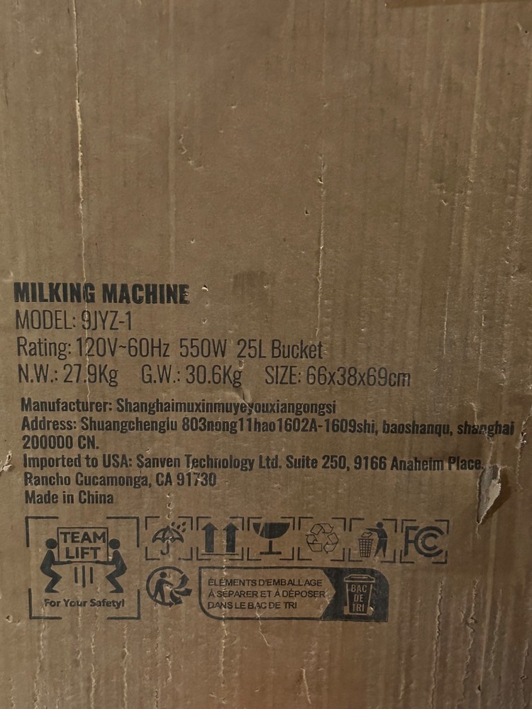 VEVOR 9JYZ-1 550W Electric Cow Milking Machine (YDSJNJC25L3040BN2)