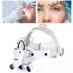 Médico 3.5X Dental Binocular Lupas Cinta Lupa Linterna frontal Herramienta