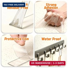 Heavy Duty Double Sided Tape Clear 10ft Removable No Residue Mounting Tape