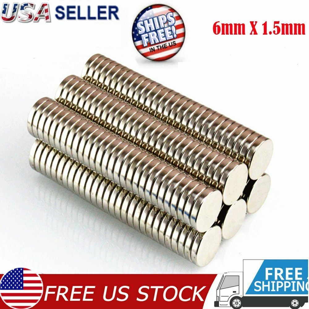 Lot Neodymium Magnets Round Disc N35 Super Strong Rare Earth 6mm X 1.5mm Fridge