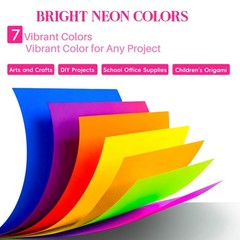 Colored Copy paper 8.5X11 Inches,140 Sheets 20 lb/80GSM 7 Colors Neon Fluores…