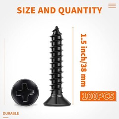 100 PCS 8 X 1-1/2 Inch Black Oxide Phillips Wood Screws Stainless Steel