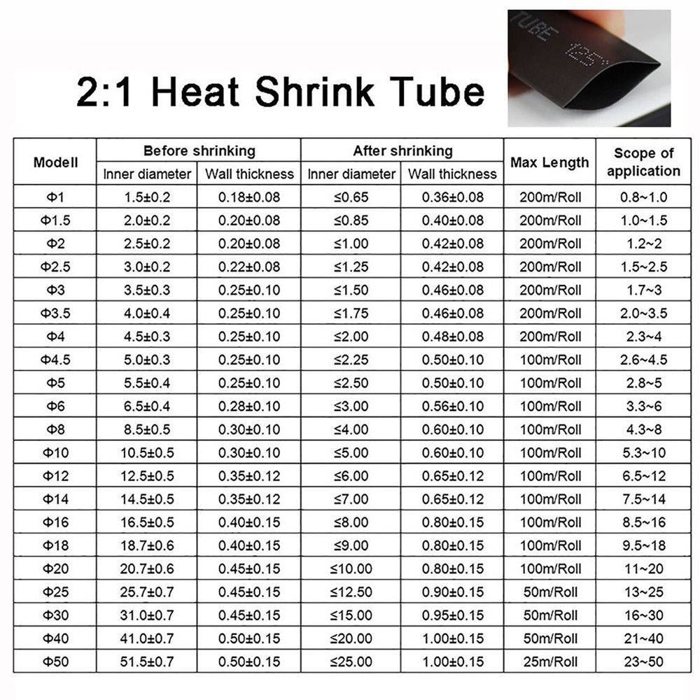 Black Heat Shrink Tube 2:1 Unlined 3:1 4:1 Adhesive Glue Lined Heatshrink Sleeve
