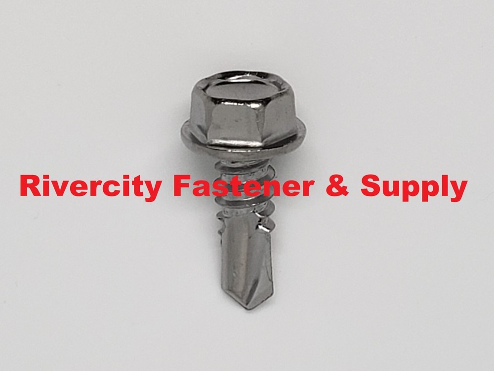 1/4 x 3/4 Hex Washer Head Self Drilling Tek Screws IHW 410 Stainless 14-14×3/4