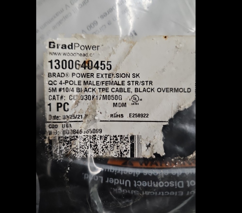 BRAD POWER CC4030K17M050G, DOUBLE-ENDED CORDSET, 1300640455, NIB
