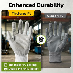 12 Pairs A6/A7 (Send Randomly) Cut Resistant Work Gloves, CR7120, L | PU Coated,