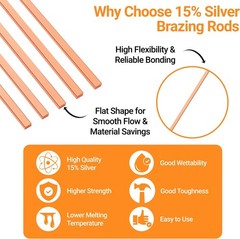 15% Silver Brazing Rods AWS BCuP-5 40 Sticks Silver Solder Phos Copper Brazin…