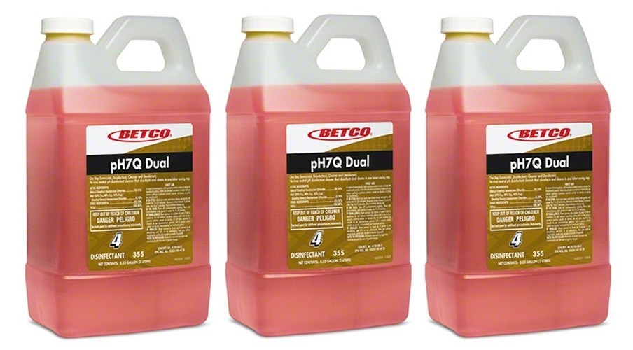 3 Bottles Betco pH7Q Dual Disinfectant, Citrus Scent, 67.63 Oz each ,355