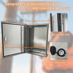 12x10x6″ 304 Stainless Steel Enclosure IP66 Waterproof and Dustproof Metal Box