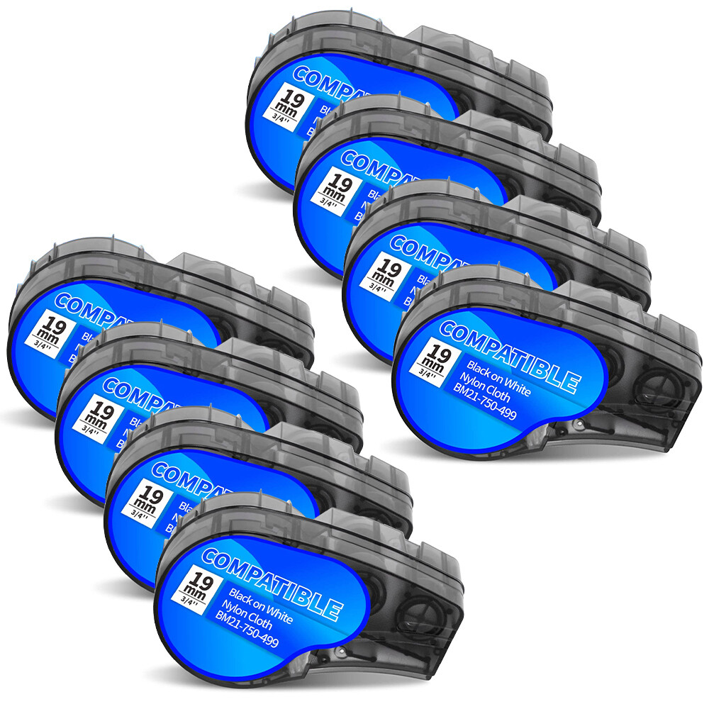 8X Label Cartridge For Brady BMP21-PLUS M21-750-499 Black/White 3/4″ x16′ Nylon